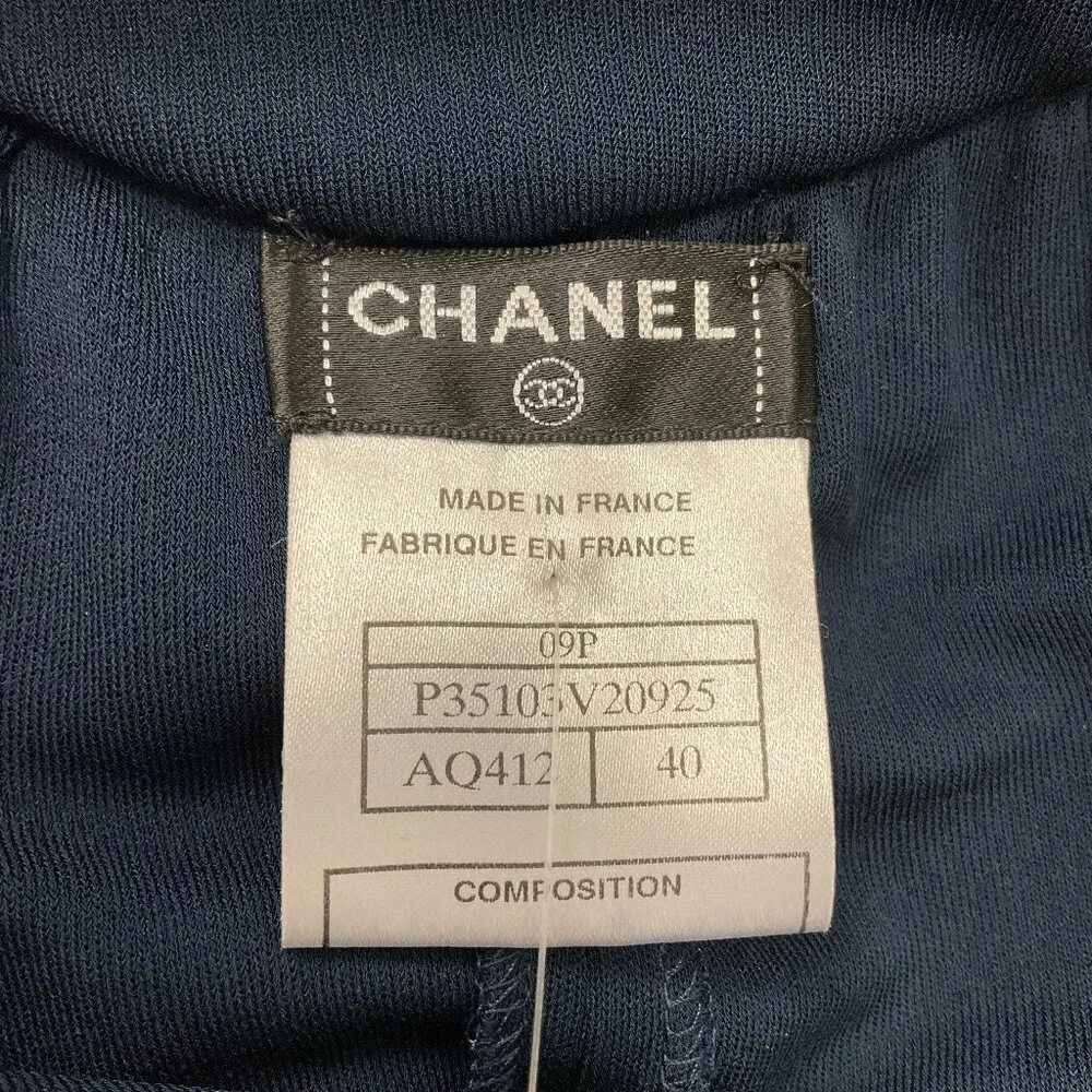 Chanel Navy Blue 2009 Draped Detail Sleeveless Jersey Dress